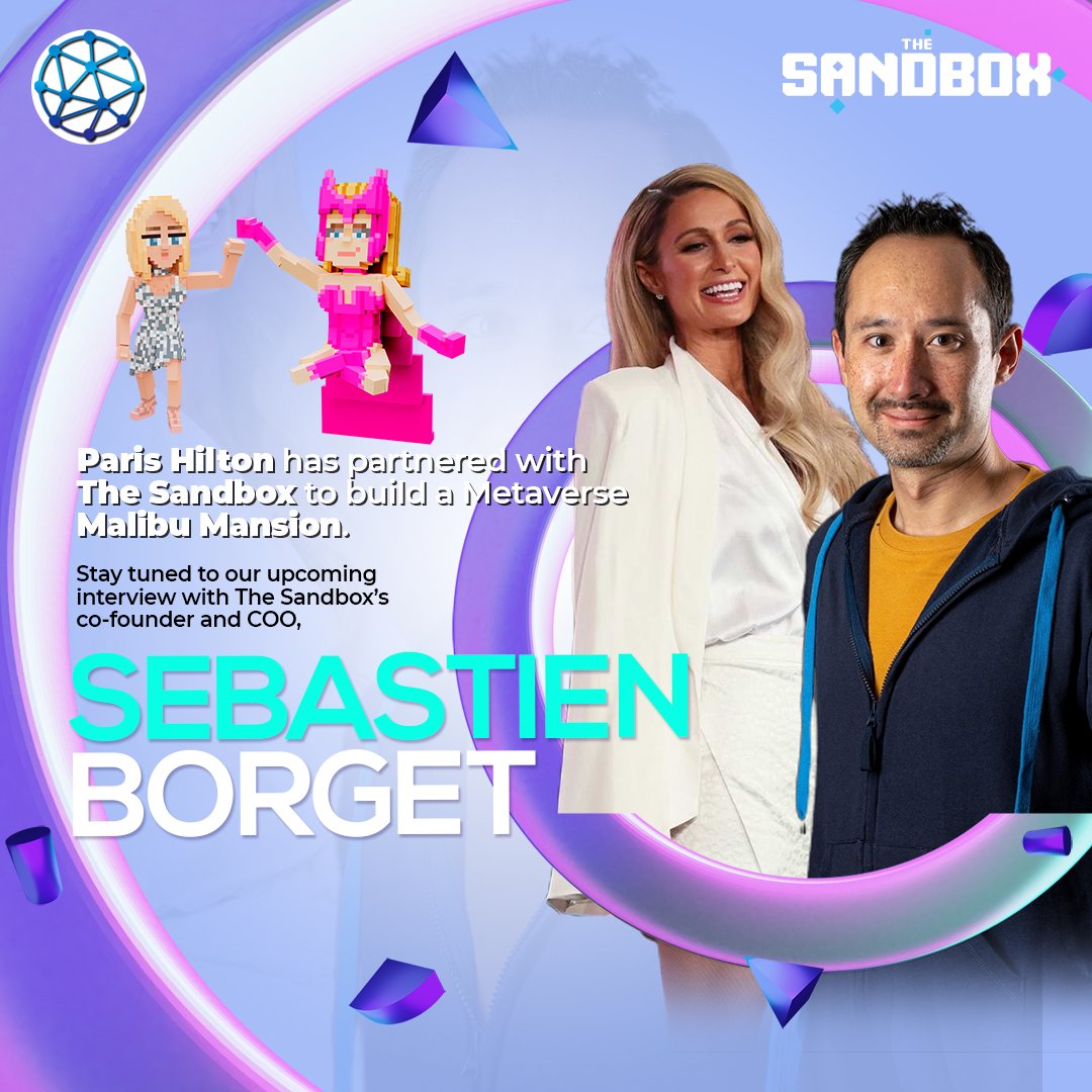 NftStudio24.eth (@nftstudio24) on Twitter photo 2022-08-16 05:55:19 The Sandbox’s co-founder and COO @borgetsebastien will be sharing the exclusive details of this partnership with @ParisHilton ! Don’t miss out on the NFTStudio24 interview with Sebastien Borget!
@ParisHilton launches her Malibu Mansion on
@TheSandboxGame . @thisisparispod The Sandbox’s co-founder and COO @borgetsebastien will be sharing the exclusive details of this partnership with @ParisHilton ! Don’t miss out on the NFTStudio24 interview with Sebastien Borget!
@ParisHilton launches her Malibu Mansion on
@TheSandboxGame . @thisisparispod