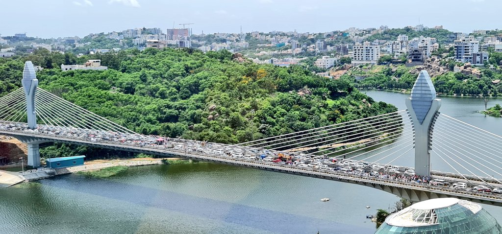 RajivAluri's tweet photo. Flyover packed with vehicles for #JanaGanaMana break
#Telangana #ViewFromOffice https://t.co/Ih3YNSApqV