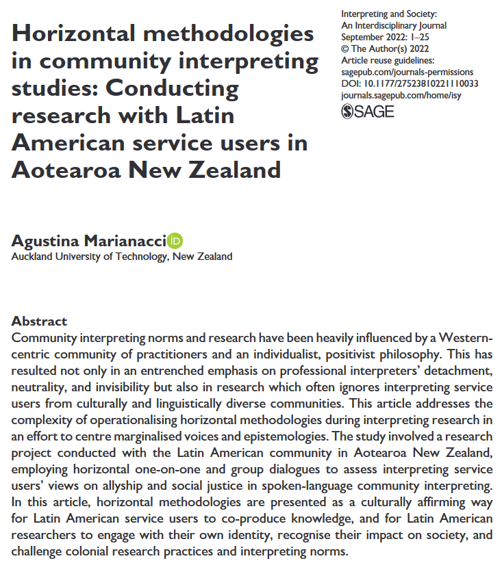 agusmarianacci's tweet image. It's out, it's beautiful, it's open access 💚

You can read it here: doi.org/10.1177/275238…

#1nt #xl8 #1ntresearch #methodology #aotearoa