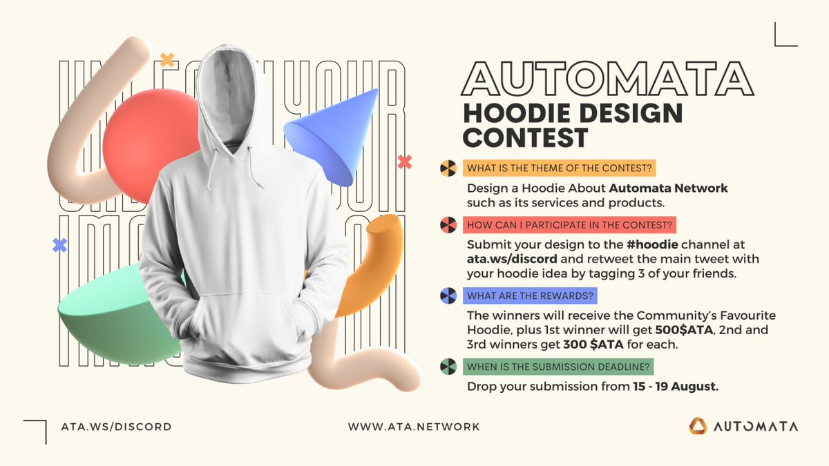 leeeeisme's tweet photo. 📣📣📣EVENT: Automata Hoodie Design Contest📣📣📣
Share with you guys a contribution, and the simple is the king!
Join now #hoodie at https://t.co/8yuLJcWA6m @AutomataNetwork https://t.co/knYo9ZZ4l5