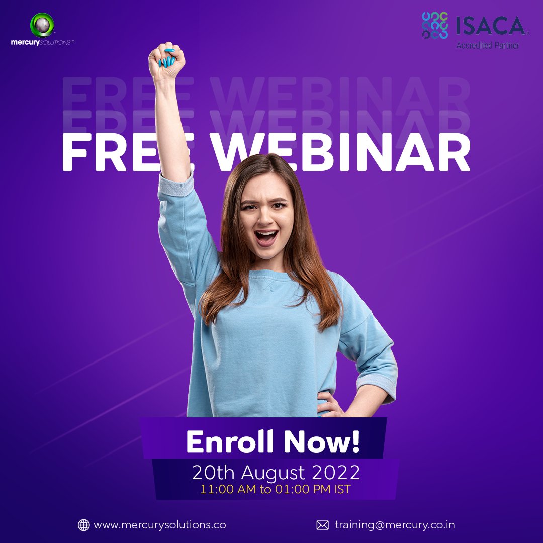 mercurysol's tweet image. Looking for ways to clear CISA exam in first attempt. 

Join Dr. Chitij Chauhan (CISA I CCISO I CISSP I ECSA I ISO27001:LA) for a FREE CISA Webinar on August 20, 2022 at 11:00 AM IST.

Sign up Here: forms.office.com/r/FFN2M96cTV
#cisa #cisatraining #cisawebinar #cisacourse #career