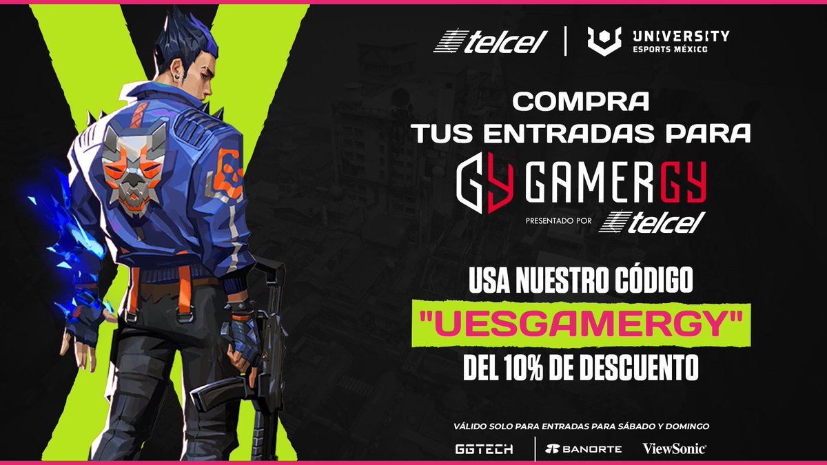 UniEsportsMX's tweet photo. ¿Aún sin entradas para GAMERGY? Puedes aprovechar nuestro código del 10% "UESGAMERGY"

¡Compra tus entradas y diviértete en la primera edición de la University Zone dentro de @GAMERGY_Mx! 😉

🎟️Compra tus boletos aquí: https://t.co/inoQwp43pW https://t.co/XAJEJVp7Ck