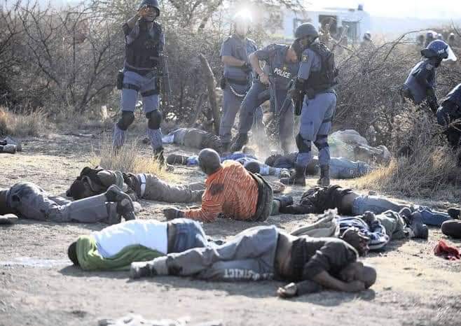 SneKhumaloSA's tweet photo. A decade ago SA security forces murdered Black people in Marikana.

Yazi I think about the guy  (Mambush) a lot. He was so passionate and a few hours later him and his comrades lay dead.

The person responsible wasn't punished. Instead SA made him president..

#MarikanaMassacre https://t.co/DMKiyf375U