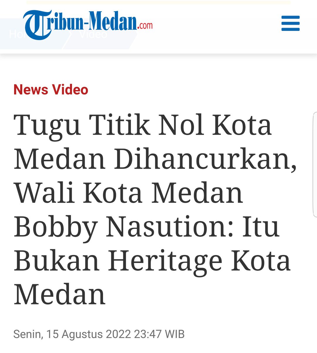 Sebagai Anak Medan 
Saya Benar2 Miris &amp; Teriris.

IKON KOTA MEDAN,
TUGU TTIK NOL DIMUSNAHKAN.
LOE NGERTI SEJARAH GAK....???

Beginilah kalau Pemimpin dipilih berdasarkan hubungan Bukan Kemampuan.

Sejarah Asli Itu Telah Musnah &amp; Tak Akan Pernah Kembali Lagi...