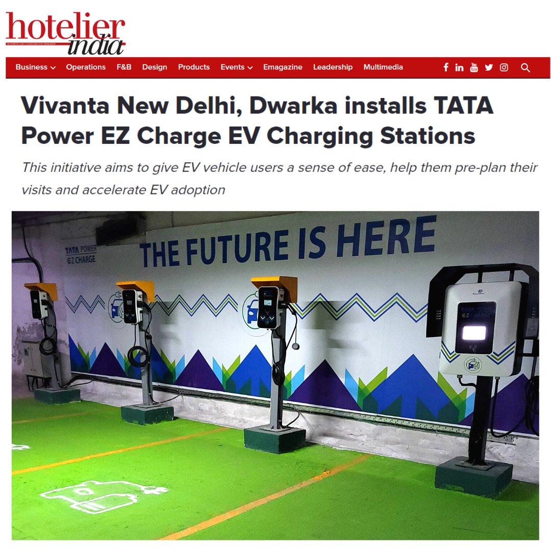 #VivantaNewDelhiDwarka, one of the pioneers of sustainable practices in the hospitality industry, has set up an electronic vehicle (EV) charging station along with TATA Power EZ Charge to promote electric mobility and support sustainability.
.
#SustainabilityInitiatives #Dwarka