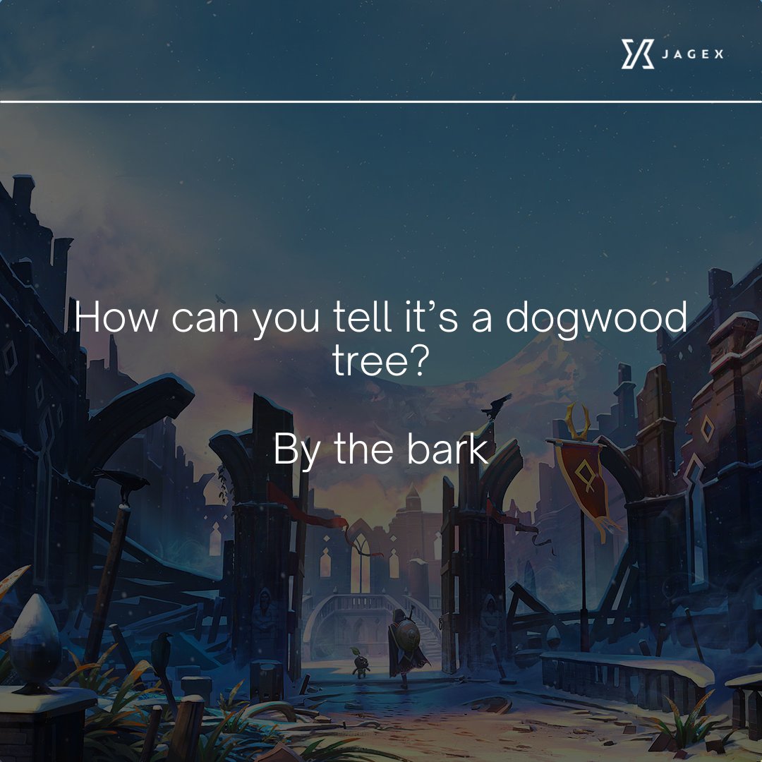 Jagex's tweet photo. It's National Tell A Joke Day! 😂

We asked the Jagex crew what their favourite jokes are, here's some of the funniest (and silliest!) https://t.co/7n4un5yXi0
