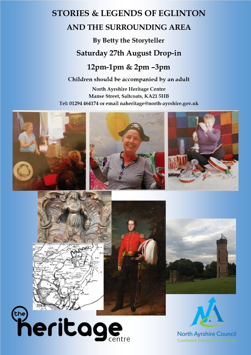 NACHeritage's tweet photo. Our #SaturdayOpening is coming up on the 27th of August and we are delighted to welcome back the fantastic storyteller Betty Skelton. Hear stories and legends of Eglinton and the surrounding area. Two free drop-in sessions, be sure to pop in. @audreynolan @RhonaEA @les622 https://t.co/aK0c1MS3kX