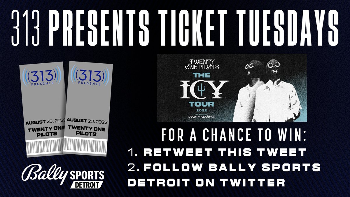 FanDuelSN_DET's tweet photo. 🎟️ 313 PRESENTS TICKET TUESDAYS 🎟️

This is your chance to win tickets to an upcoming event/concert in Detroit!

How to enter:
➖Retweet this tweet
➖Follow @BallySportsDET

No purchase necessary. MI and OH residents only. 18+. See full rules at https://t.co/RjxBlxq7Es https://t.co/SOkvKlzuK0