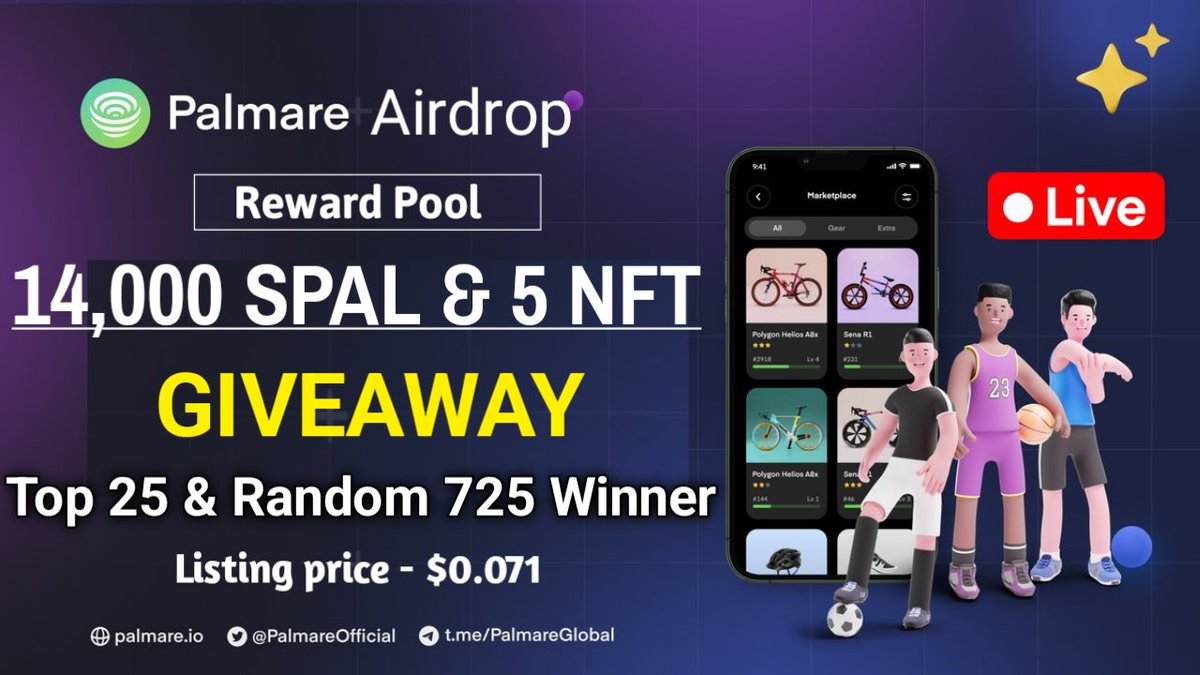 VirtualLand_'s tweet image. 📣Massive #Giveaway 🔥

😱 Reward Pool-
🎁 14,000 SPAL Token &amp;amp; 5 NFT ( Worth 1500$ )

To Enter:
✅Follow @CB_SOLANA &amp;amp; @NFTVenturePro &amp;amp; @PalmareOfficial
✅RT &amp;amp; Tag 3 Frns
✅ Finish Tasks - gleam.io/ZExvC-FypUclNr…

 #Airdrop #BoxGiveaway #freeNFT #NFT
