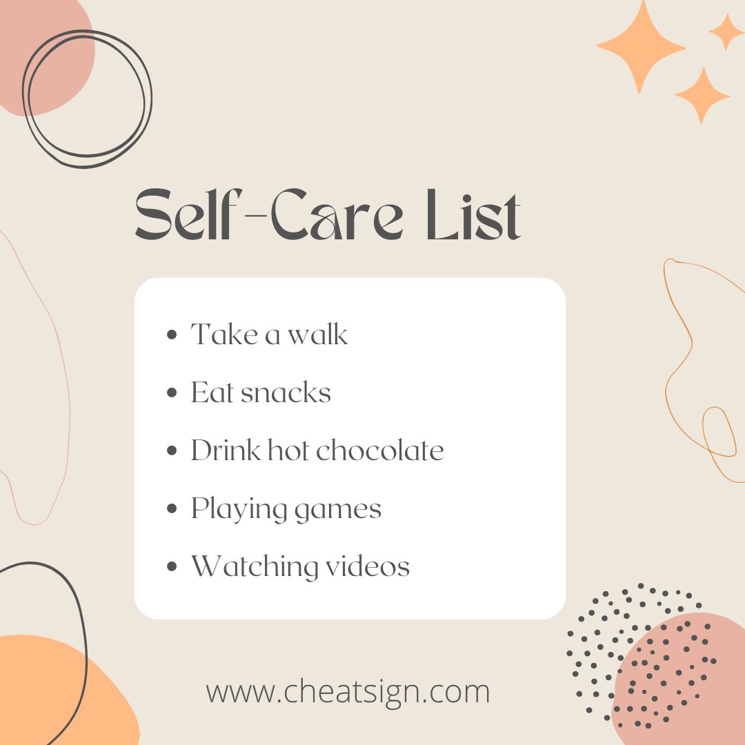 Self-Care List
Everyone should take Self-Care fast
cheatsign.com/how-to-trust-y…
 #cheating #cheat #cheater #cheatwithgirlfriend #cheatwithboyfriend #howtotrustyourboyfriend #cheatsign #quotes #developer #retweet #100DaysOfCode #AI #ml #machinelearning #digitalmarketing  #girls #boys