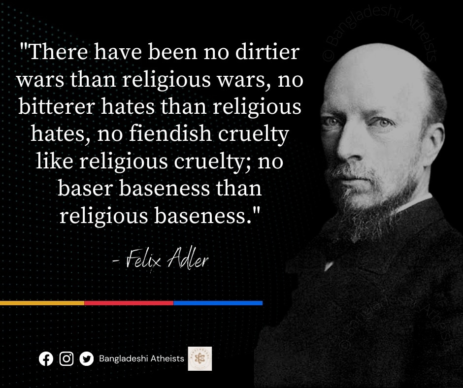 BDAtheists's tweet photo. We all have seen war in every religion and still is going on.

#salmanrushdie  #atheist #felixadler #felix #unitedstates #atheistmemes #atheisthumor #bangladeshi_atheists #nastik #bangladesh #pakistan #india #feministforall #BlackLivesMatter #awesomewithoutallah https://t.co/S6jbe7cqmP