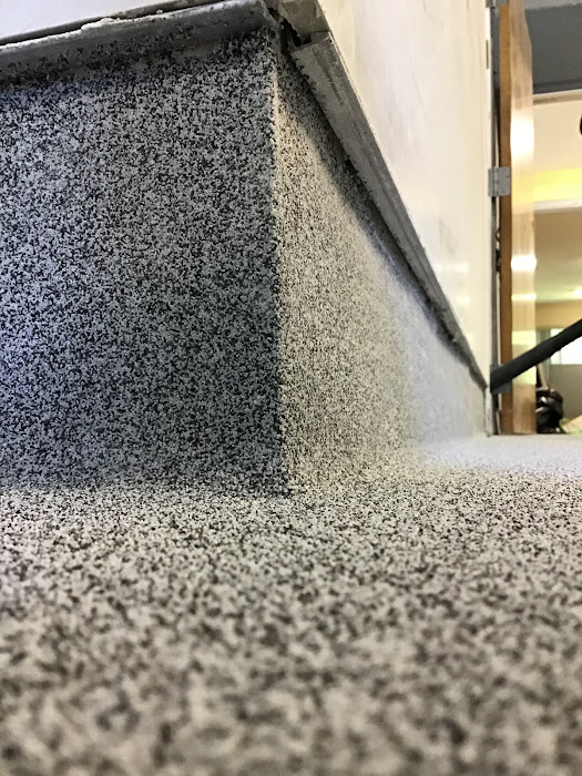 BlackBearCC's tweet photo. Renovations to @FLLACCollab (Keystone Collaborative) #facilities. The team installed a new #quartz broadcast with ultra-clear grout coat and accelera top-coat for #restroom floors.  
#resinousfloors #concretecoatings #seamlessfloor #commercial #commercialfloor #getfloored https://t.co/ka2xhNivZQ