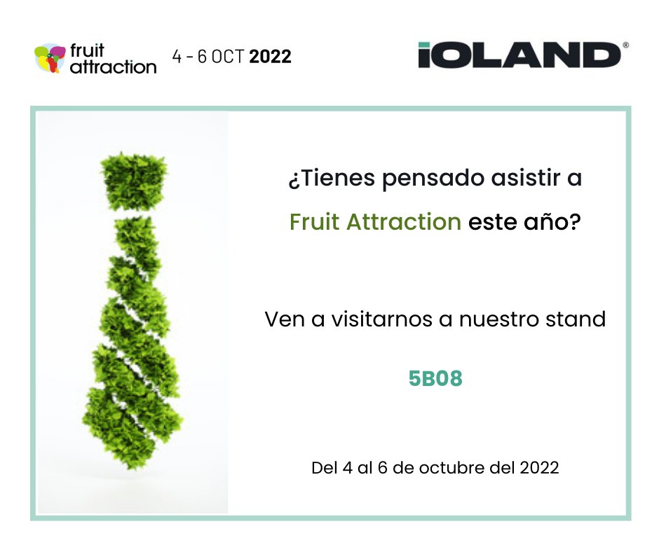 Fitogar_'s tweet photo. Nuestros compañeros de @Ioland_es asistirán en octubre a la próxima feria @FruitAttraction .
Pásate a ver sus novedades en tecnología digital para el campo en el stand 5B08.
¡Pídenos tu invitación gratuita!
#fitogar #ioland #agrotech #fruitattraction22 #conectadosalatierra https://t.co/8zENA3FBBK