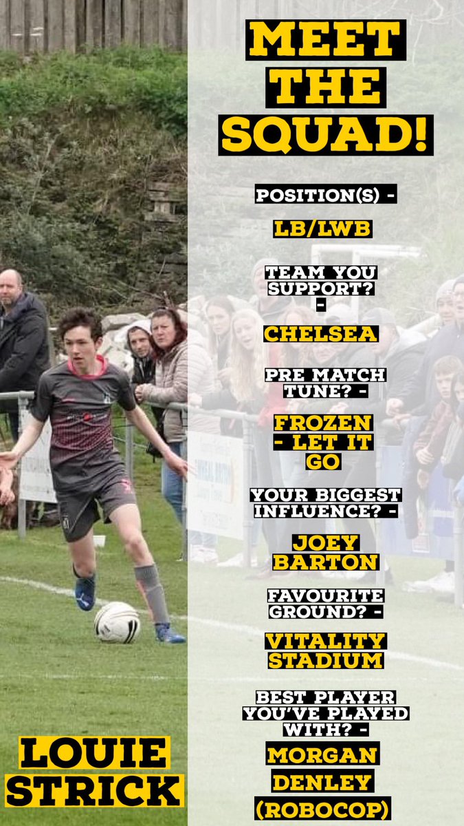 PendeenReserves's tweet photo. MEET THE SQUAD! 🚨

Our next player to receive a profile is @louiestrick7 !! ⚽️

More coming in due course…  ⏰ 

#upthedeen 🖤💛 https://t.co/m4X7d7fT0U