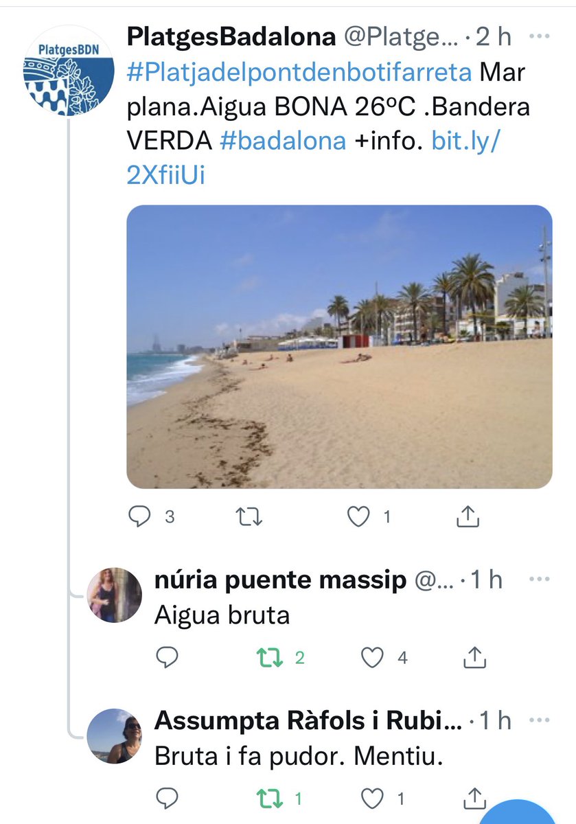 vpuiggali's tweet photo. @AjBadalona 
Sense solucionar el malfuncionament del servei d’informació de @PlatgesBadalona no tindreu dades reals per poder reclamar danys .. 

#Badalona #Delicteecològic https://t.co/S3kFpWqv6N