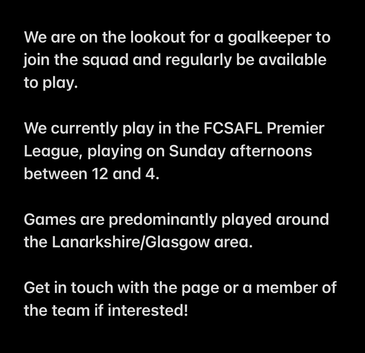 EK Albion (@ekalbion) on Twitter photo GOALKEEPER WANTED
Get in touch if interested!
Up the Albion🟡⚫️
<a href="/findaplayer/">Find A Player</a>
<a href="/find_footy/">Find a Footy Team</a>
<a href="/scottish_aff/">AmateurFixturesResultsSCO</a> GOALKEEPER WANTED
Get in touch if interested!
Up the Albion🟡⚫️
<a href="/findaplayer/">Find A Player</a>
<a href="/find_footy/">Find a Footy Team</a>
<a href="/scottish_aff/">AmateurFixturesResultsSCO</a>
