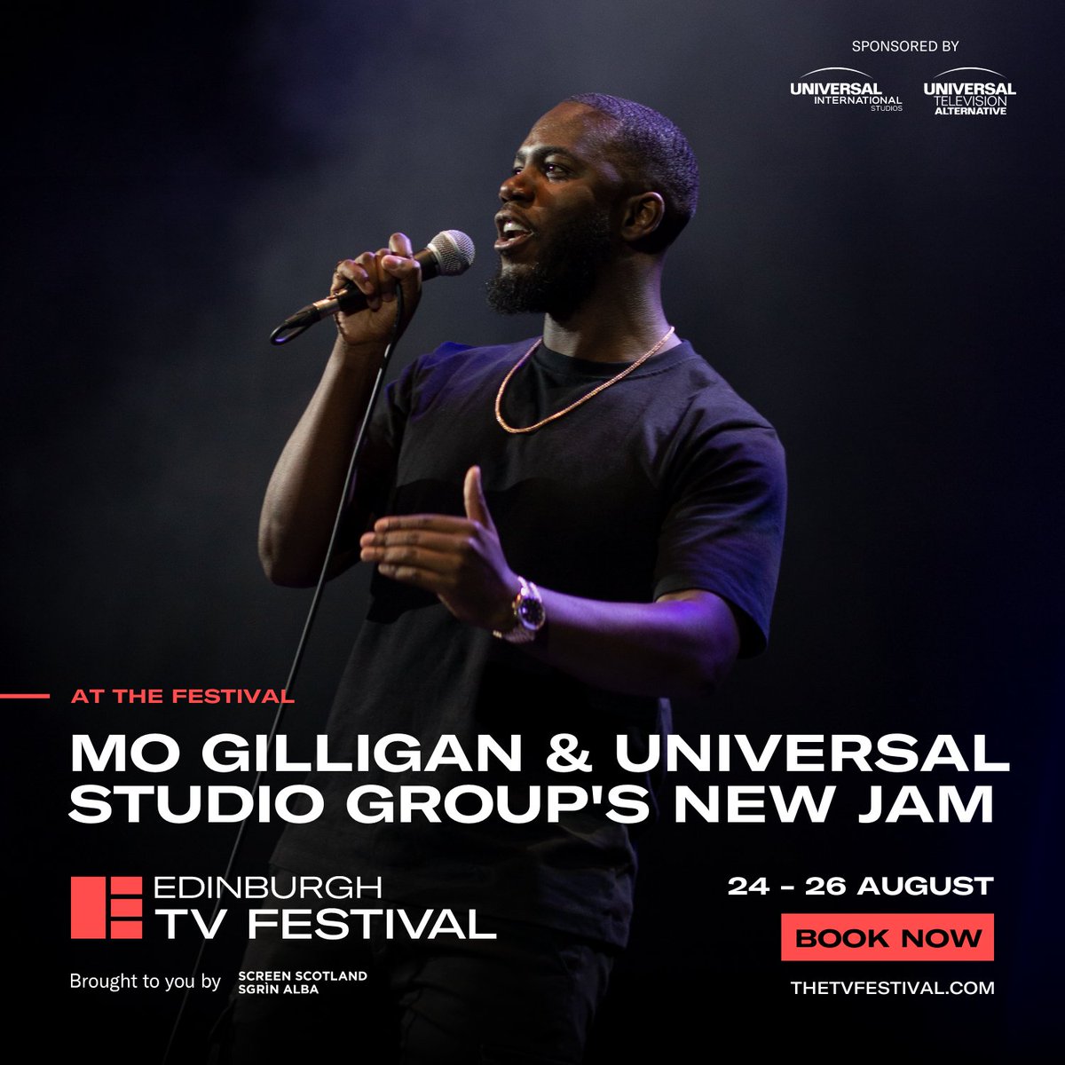 Edinburgh TV Festival (@edinburghtvfest) on Twitter photo Triple BAFTA-winning comedian Mo Gilligan (<a href="/MoTheComedian/">Mo Gilligan</a>) takes to the TV Festival stage to talk about taking the UK industry by storm and breaking Hollywood.
Hosted by <a href="/rickedwards1/">Rick Edwards</a>, hear from NBCUniversal heavyweights Toby Gorman, Monica Rodman, and Ed Havard.
#EdTVFest Triple BAFTA-winning comedian Mo Gilligan (<a href="/MoTheComedian/">Mo Gilligan</a>) takes to the TV Festival stage to talk about taking the UK industry by storm and breaking Hollywood.
Hosted by <a href="/rickedwards1/">Rick Edwards</a>, hear from NBCUniversal heavyweights Toby Gorman, Monica Rodman, and Ed Havard.
#EdTVFest