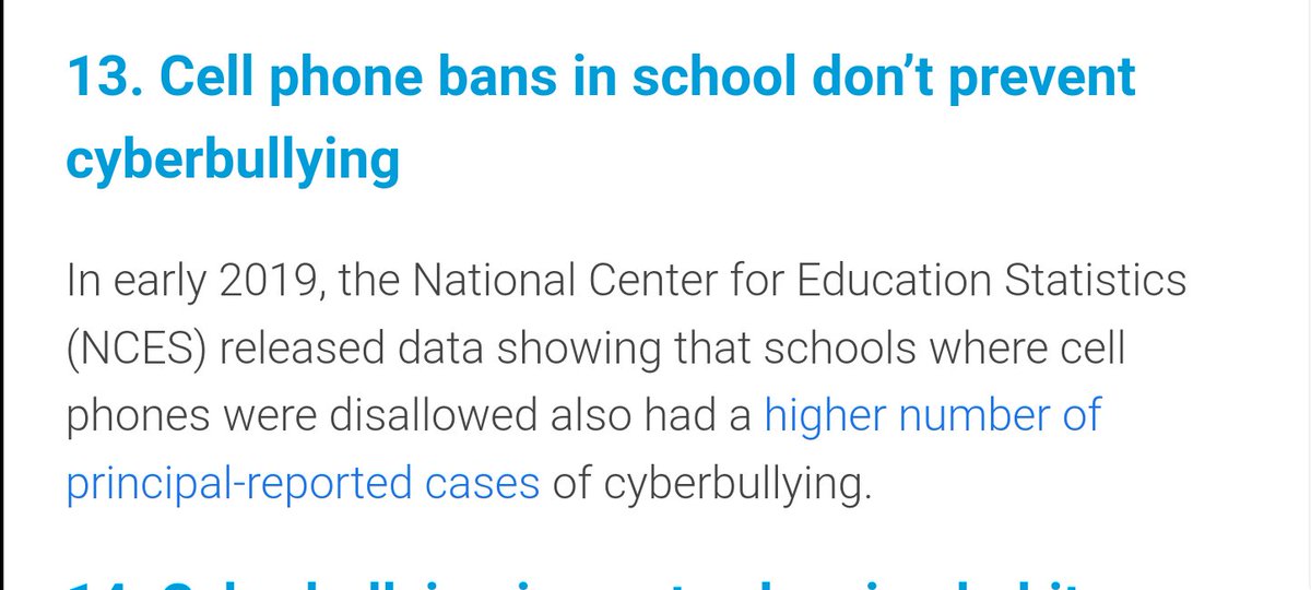 BitchKnitta's tweet photo. @LoriSarian @strangepastry @lazy_lee_ @mshamburt Looking over the website that I'd linked in my other response, there were a few big takeaways for me:

1) That schools that BANNED cell phones actually showed a HIGHER rate of cyber bullying!

2) YouTube &amp; online gaming are the 2 MOST likely places for someone to be cyberbullied, https://t.co/ASflWZqRSP