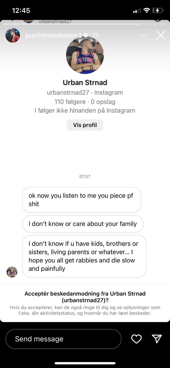 Joachim Andersen’s Instagram messages after last night are an absolute horror-show. 

These people astound me. Imagine writing any of that to another human being.