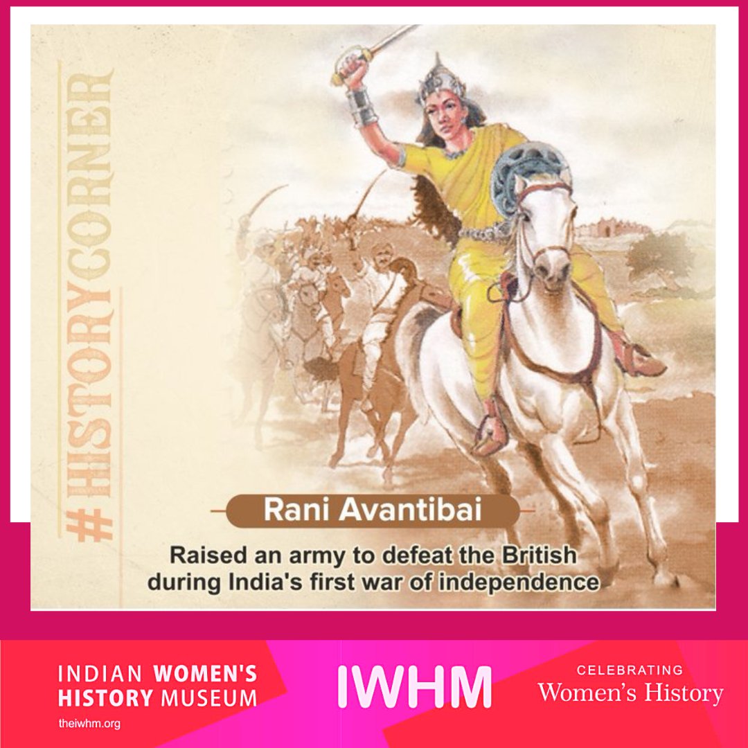 theiwhm's tweet photo. Remembering Queen of Ramgarh, Rani Avanti Bai, on her Jayanti. 🥇💐🙏

A brave warrior queen, she raised an army of 4000 to defeat the British during India’s first war of Independence.#AvantiBaiLodhi

#WomenhistoryProject 
#IndianWomenHistoryMuseum 
#TheWomenMuseumIndia https://t.co/Ib1ZMWJtlP