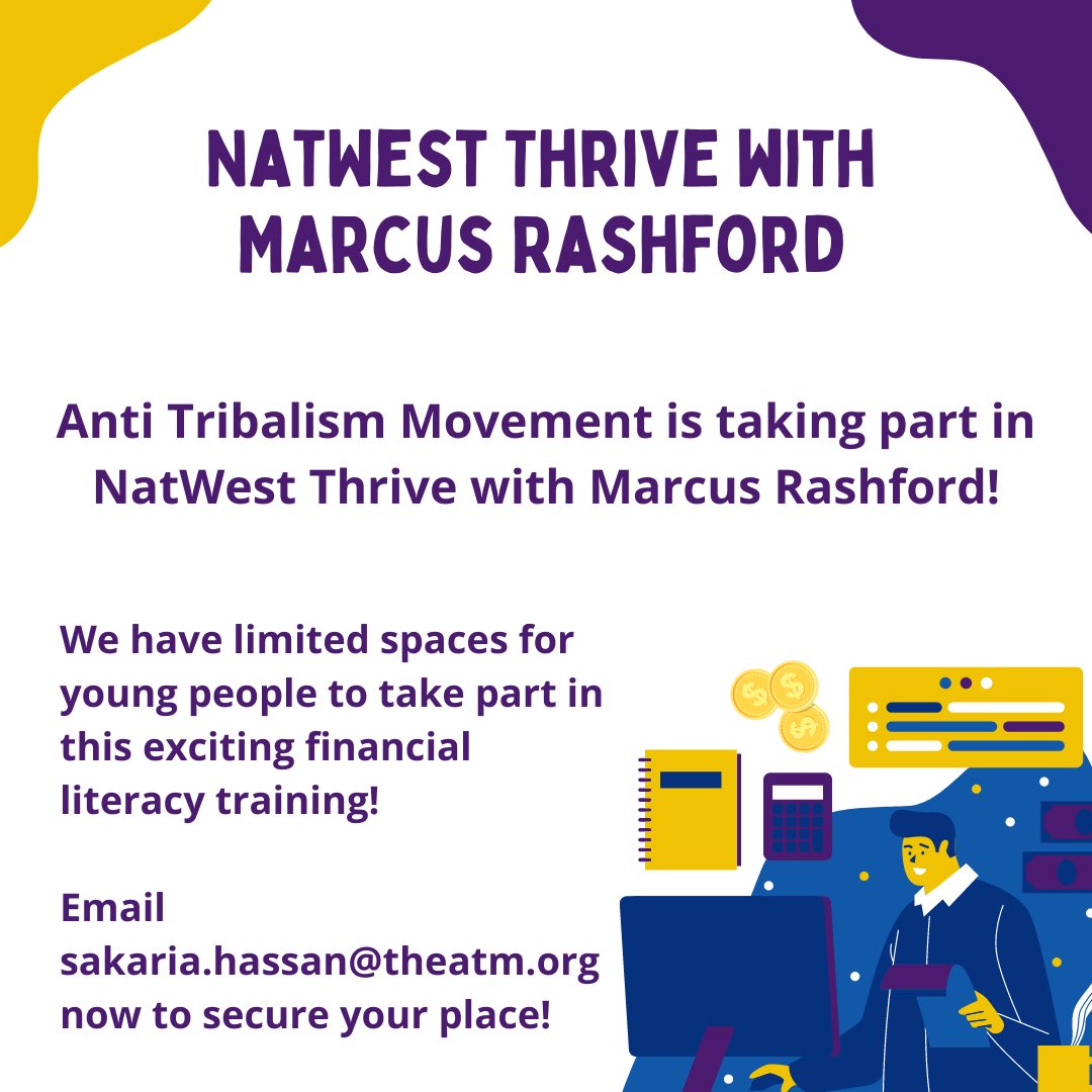 There are very few spaces available to join this exciting training for young people!! Email sakaria.hassan@theatm.org to find out more and to join #NatwestThrive @MarcusRashford