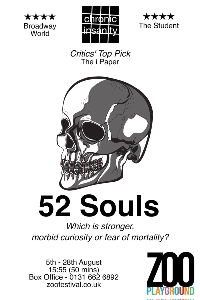 CITheatre's tweet photo. @GeckoTheatre @edfringe Hi Gecko, we'd love a RT.
Our 4 ⭐️ devised show is about life, death and mortality... Never the same show twice and picked out by audience members...💀💖
Running all month at @ZOOvenues (Zoo Playground) at 15:55 (50 mins)
🎫 https://t.co/VNIV4L6MCQ https://t.co/3sYCM8Jl9t