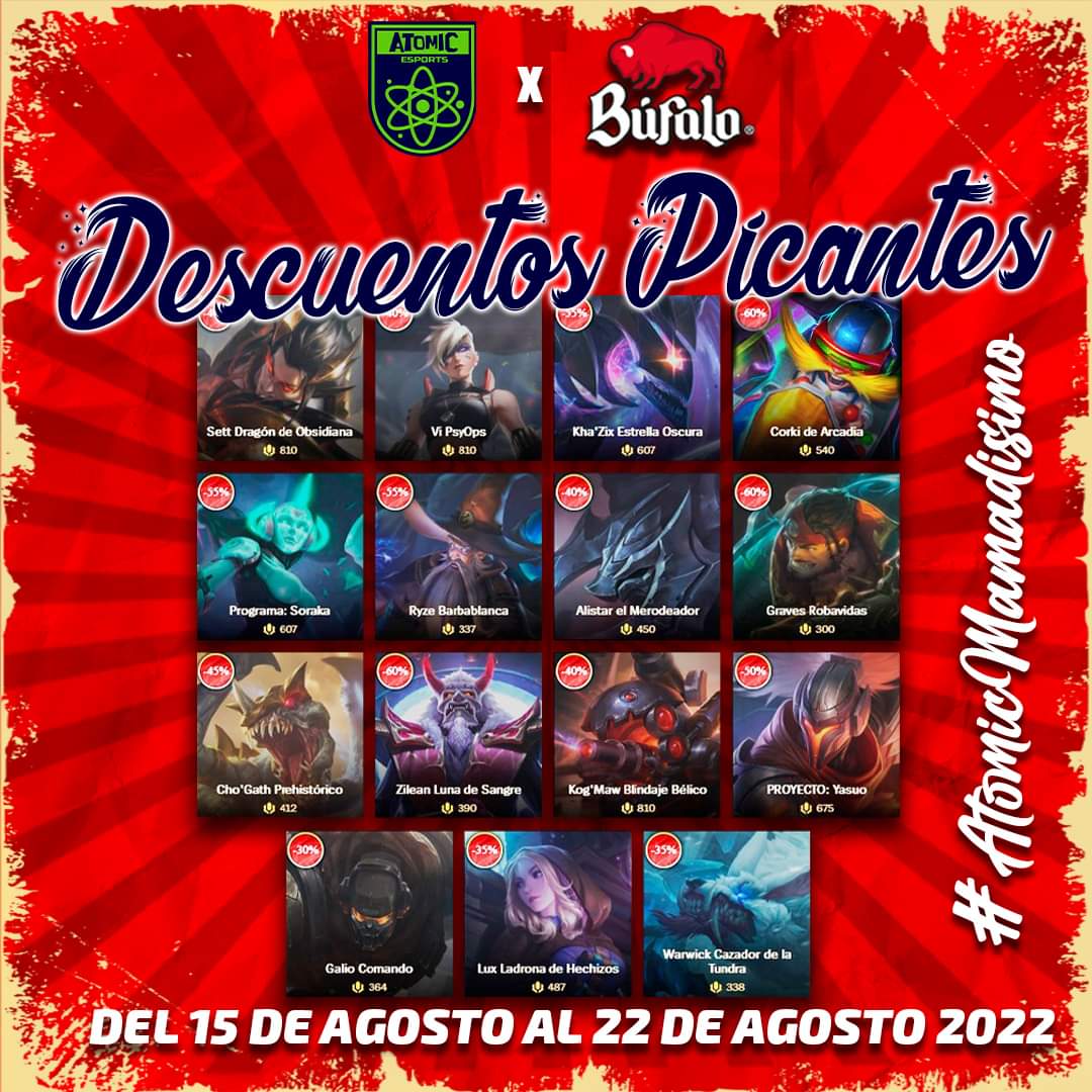 Llegan los descuentos picantes 🔥🔥

¿Zilean luna de sangre 👹💣o  Kog'maw blindaje de bélico 🪖🔫?

<a href="/salsaBufalo/">Salsa Búfalo</a> @LVPmexLoL
#ALaBúfalo #DDHLOL #AtomicMamadisimo #TiendaLoL