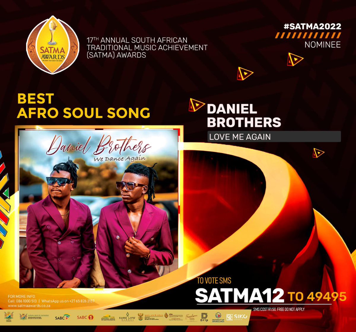 Don't forget to vote for <a href="/DanielBrothers1/">DanielBrothers</a> on the BEST AFRO SOUL SONG category ☝🏿 #SATMA #SATMA2022