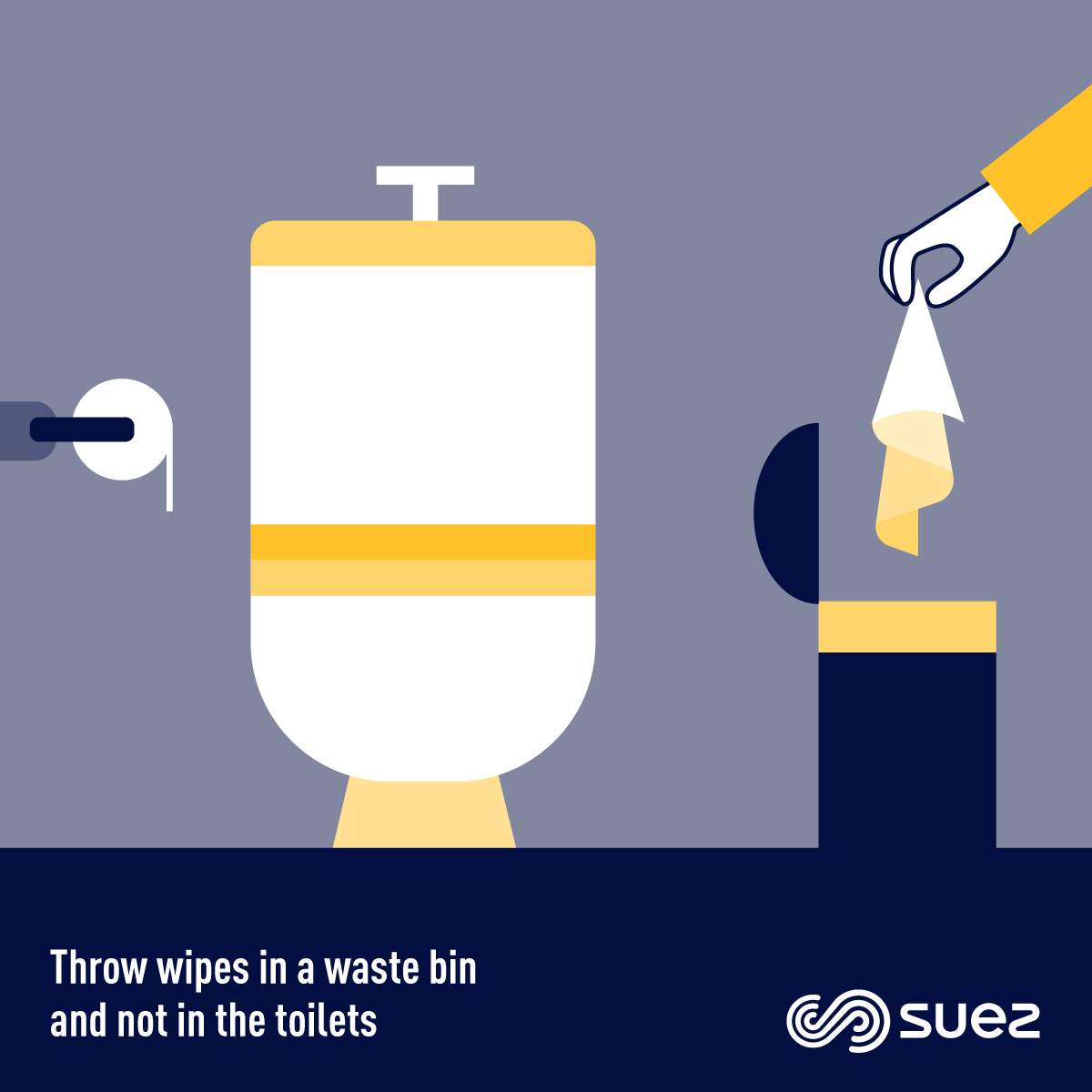 #EcoTips 🍃​ #Wipes clog your #drains. Never #flush them down the #toilet! 🚫​
✅Throw them in the bin instead 👍