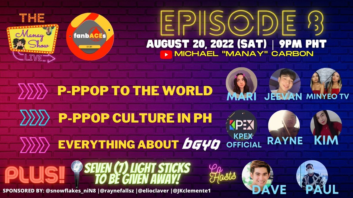 michaelcarbon's tweet photo. It will be a fun-filled P-Pop Segment Show this SAT!

Will be having guests from international reactors along with ACEs too!

Plus, 7 Official BGYO LS will be given away during the LIVE! Make sure to turn ON your notif here: https://t.co/9SCQg97N9s

#TMSLEp8 #BGYO @bgyo_ph https://t.co/tFfPCXBsau
