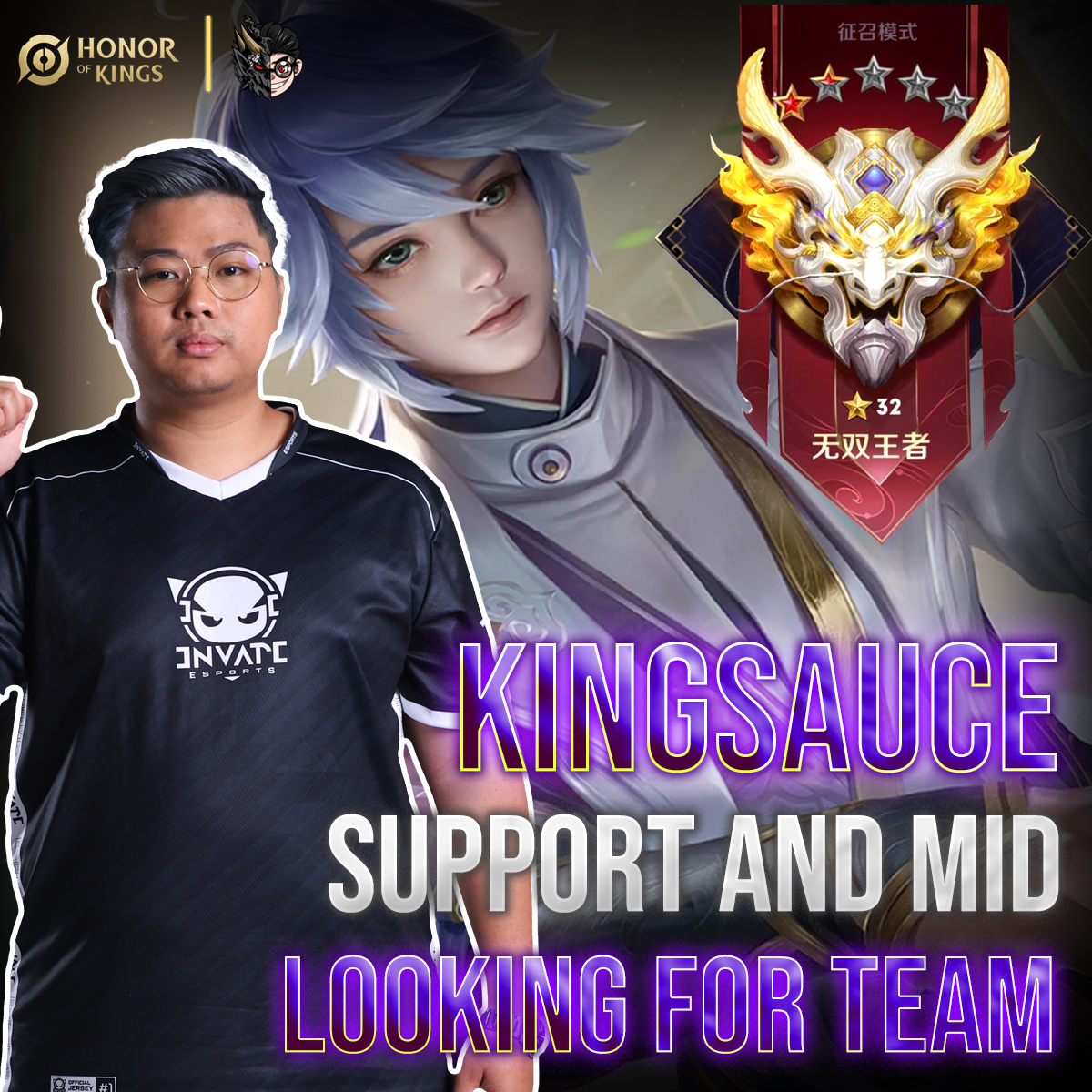 All right, everyone it's time for me to announce a team to compete in the HOK game

whether the team from any country zone who are ready to pull me into the team can contact me

Role Support | Mid

If there is a team interested in me, contact me urgently. 

Passport✅
Thank you