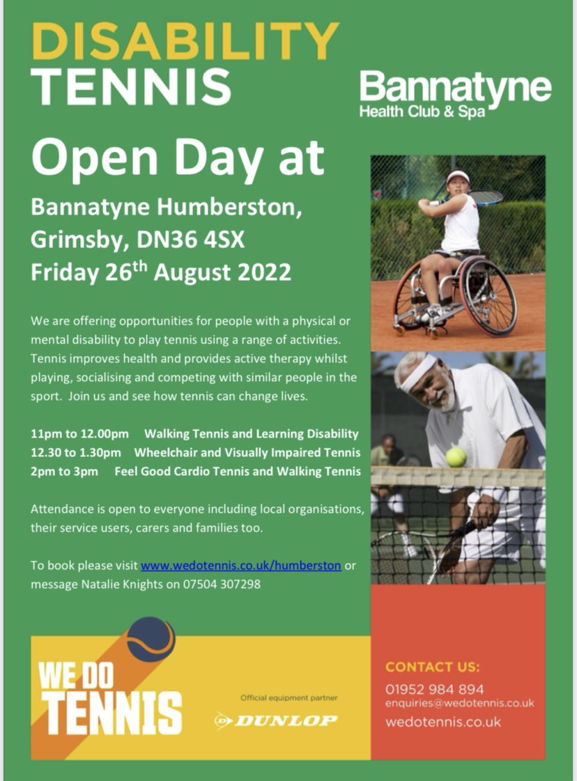 CardyCoach's tweet photo. A FREE opportunity for those with a physical or mental disability to try tennis. Open to anyone, take part or simply pop along to see what’s on offer @GrimsbyLive @ltalincs @wedotennisuk @CompassGoMHST @NEL_HCP @LincsNHS @LinkageCT @JohnLeggottColl @LincsInspire https://t.co/19ZrJx8NTi