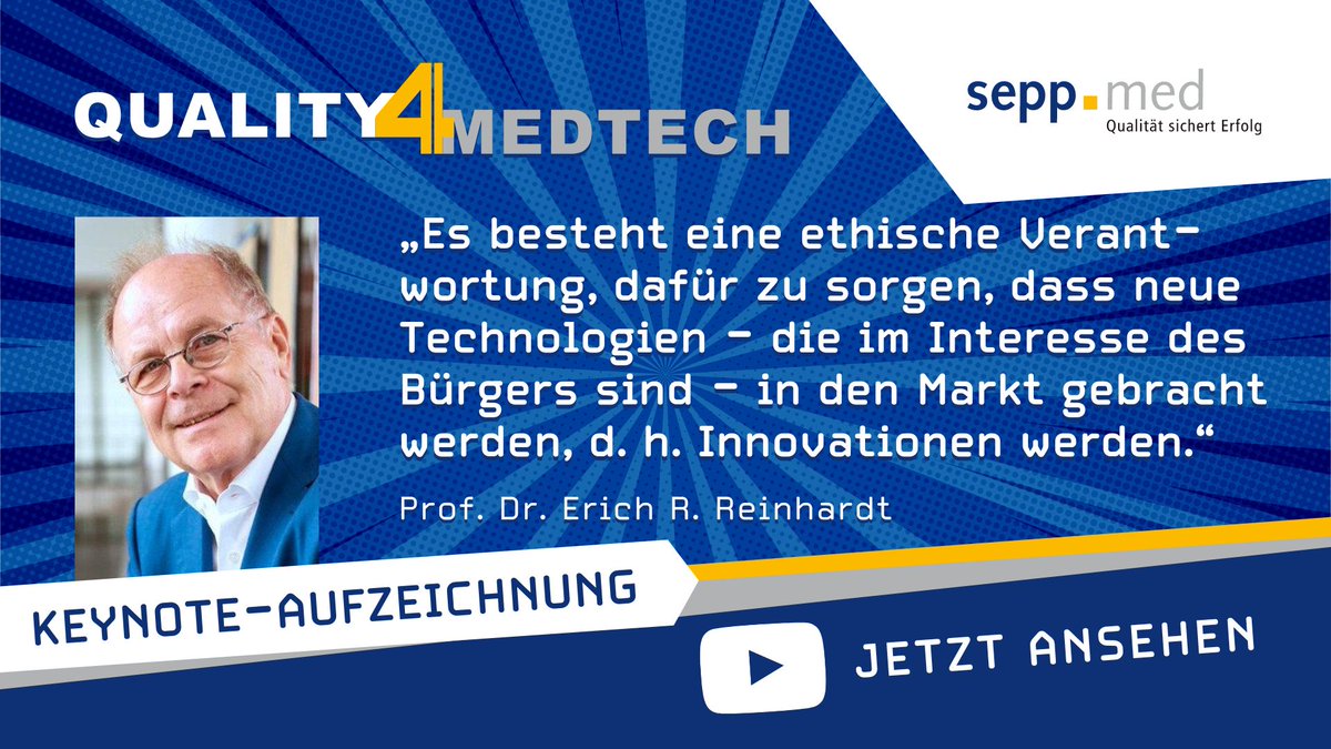 Im weltweiten Wettbewerb ist „Time to Market“ entscheidend. Dies erfordert transdisziplinare Zusammenarbeit. seppmed.de/quality4medtec… In seiner Keynote „𝗘𝗿𝗳𝗼𝗹𝗴𝘀𝗳𝗮𝗸𝘁𝗼𝗿 𝗜𝗻𝗻𝗼𝘃𝗮𝘁𝗶𝗼𝗻“ erklärte Prof. Dr. Reinhardt, wie das gelingen kann. #innovation #medtech