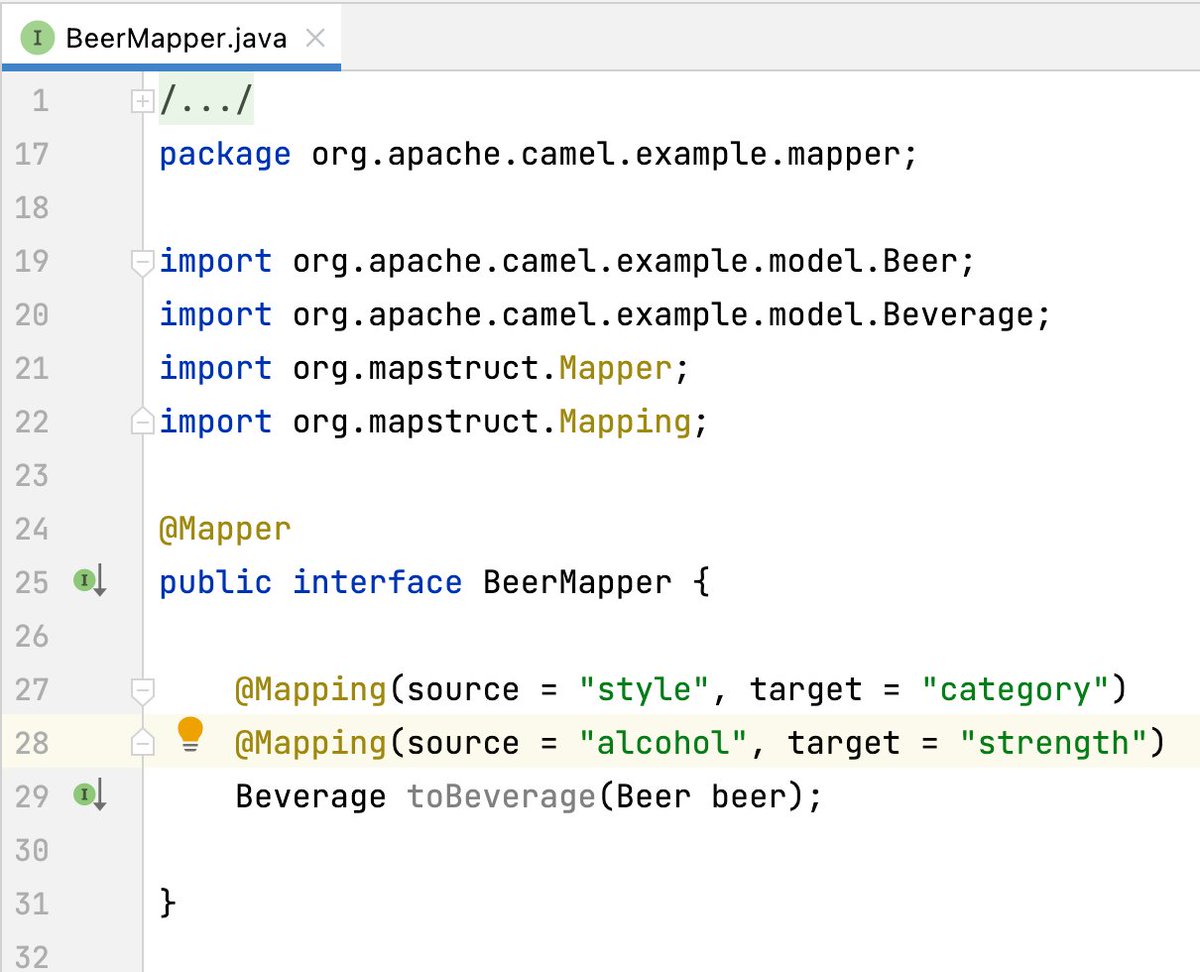 davsclaus's tweet image. @ApacheCamel 3.19 now has a new camel-mapstruct component to better integrate Camel with @GetMapStruct (a powerful bean mapping toolkit). An example is located at: github.com/apache/camel-e…