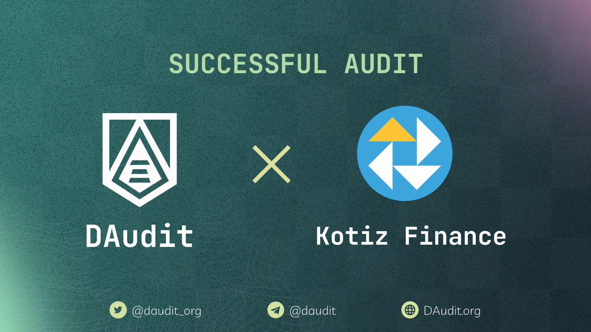 daudit_org's tweet photo. Audit Completed💪The audit for https://t.co/EM531XPfgs has been completed.

Check out the results 👇👇
https://t.co/UqvF6ttkx9

➡️Want to get a quick audit?
Contact us here ➡️ https://t.co/5Efk6yVOiy

#audit #SmartContracts #Ethereum https://t.co/VCQlwmhGVS