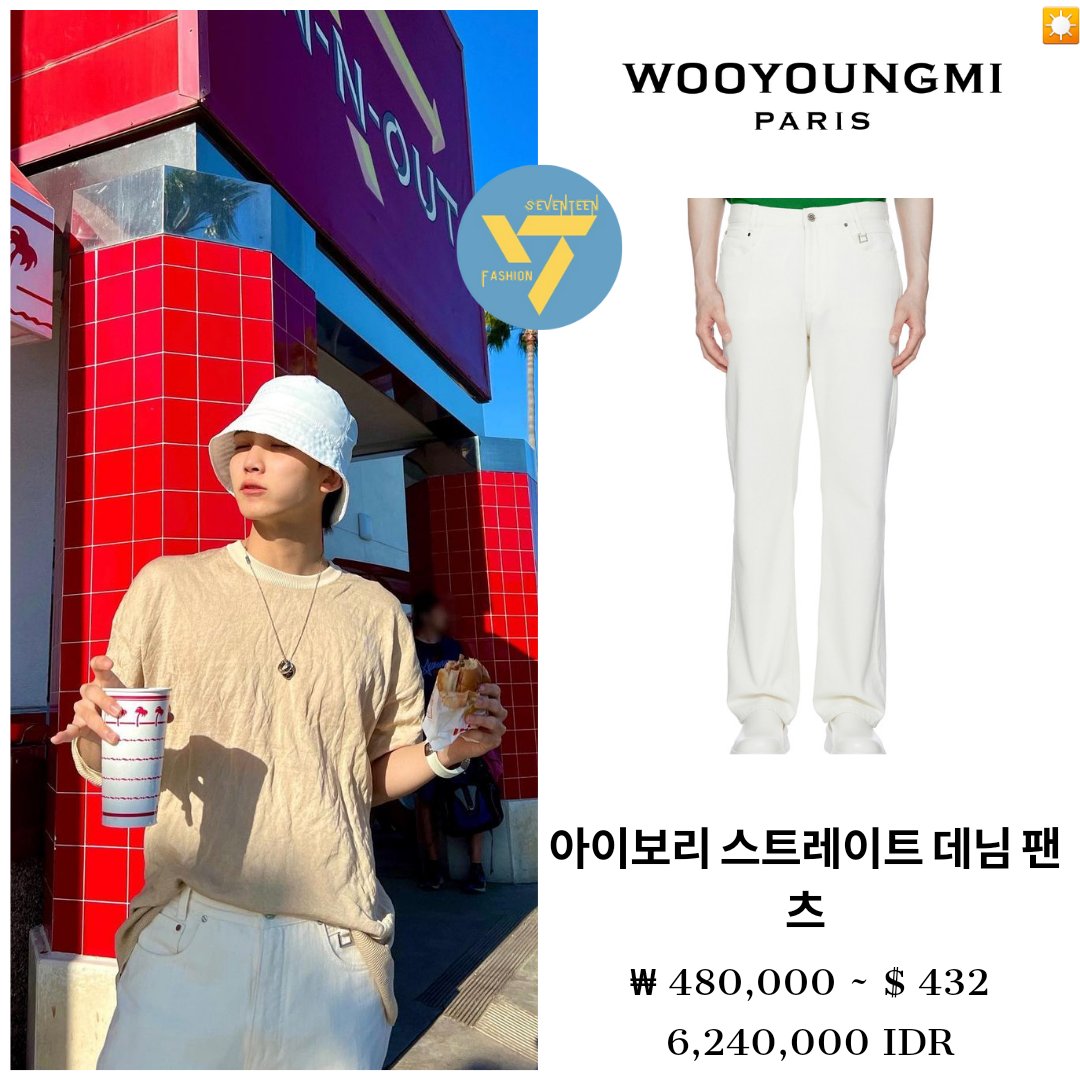 Twitter Post 211119 Taehyung wears NOICE Big Logo Sweatshirt ($118), LOUIS  VUITTON Flared Jeans ($890) & YEEZY Sandals ($1…