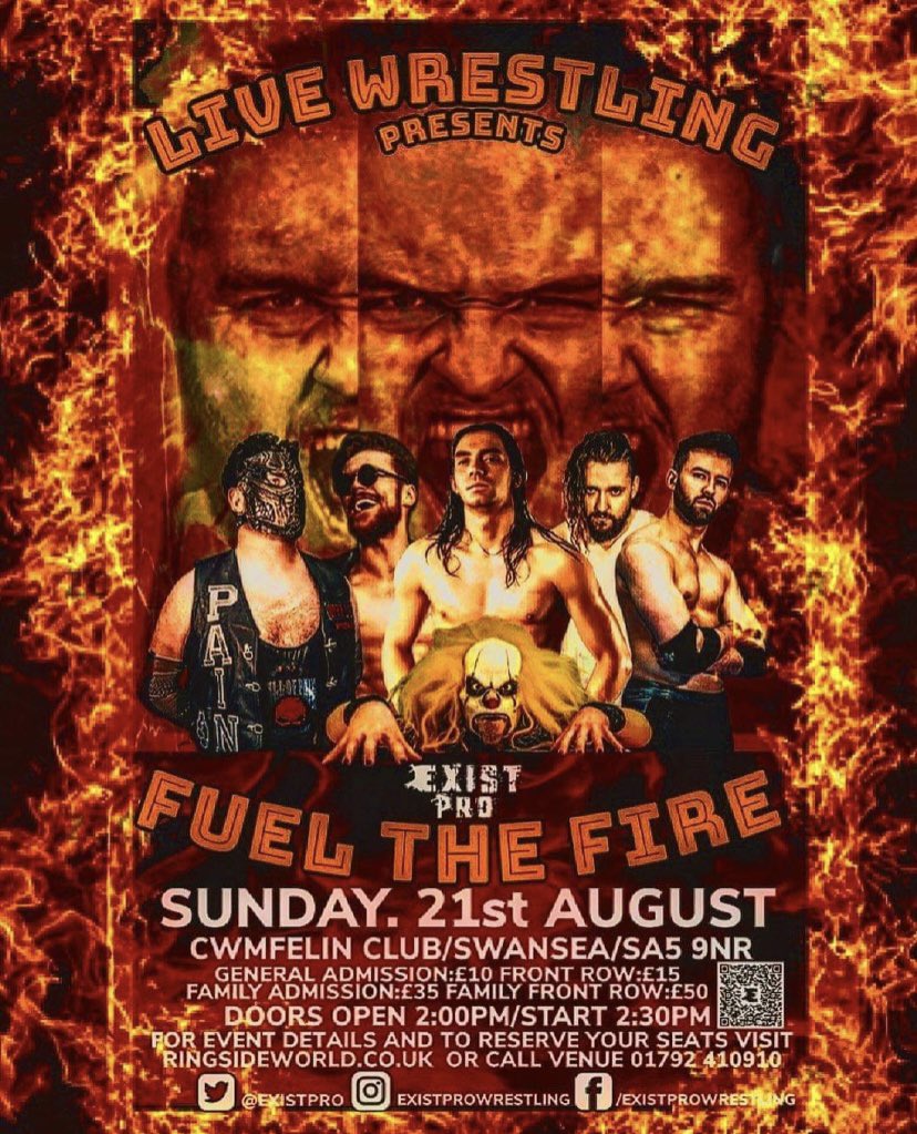 For all South Wales wrestling fans @existpro have an event this Sunday -JR