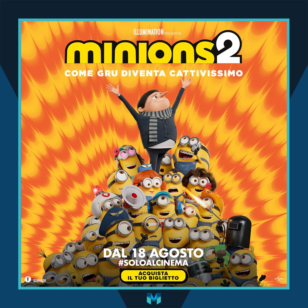 MadisonCinemas's tweet photo. 💥#Minions2 - Come Gru Diventa Cattivissimo, dal 18 agosto al #MadisonCinemas 
🎟ACQUISTA I BIGLIETTI👉 https://t.co/iUm8aEbcHT https://t.co/2hJ45whAPE