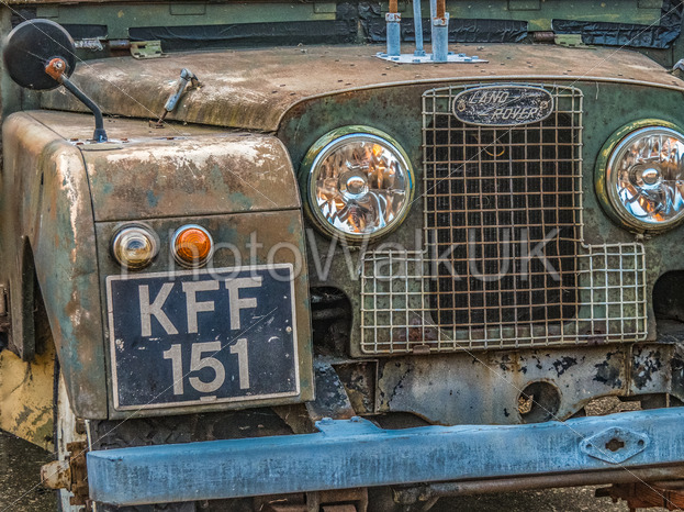 Front of series 1 Landrover with headlamps with rust and battered. Poor condition classic car  #4x4 #abandoned #ancient #antique #automotive #britain #car #chrome #closeup #collector #damaged #detail #emblem #engine #england #english #front #frontview

photowalkuk.com/buy/microstock…