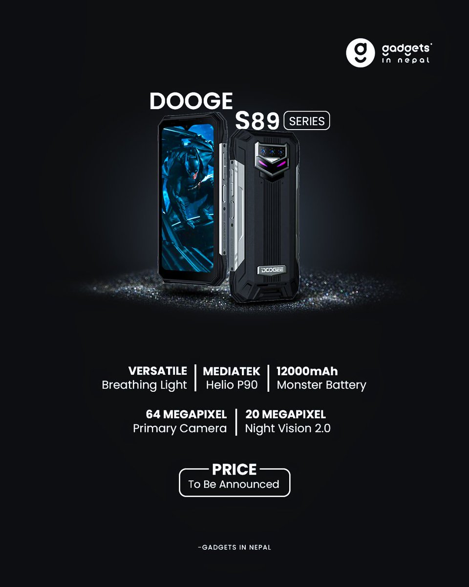 GadgetsInNepal's tweet photo. Dooge will be launching its S89 Series smartphone with a whopping 12000mAh battery capacity.😮
Read More on Dooge Series: https://t.co/qKjckjuV2P
#Dooge #dooges89series #12000mahbattery #launchingsoon #technews https://t.co/znBdXyu1yG