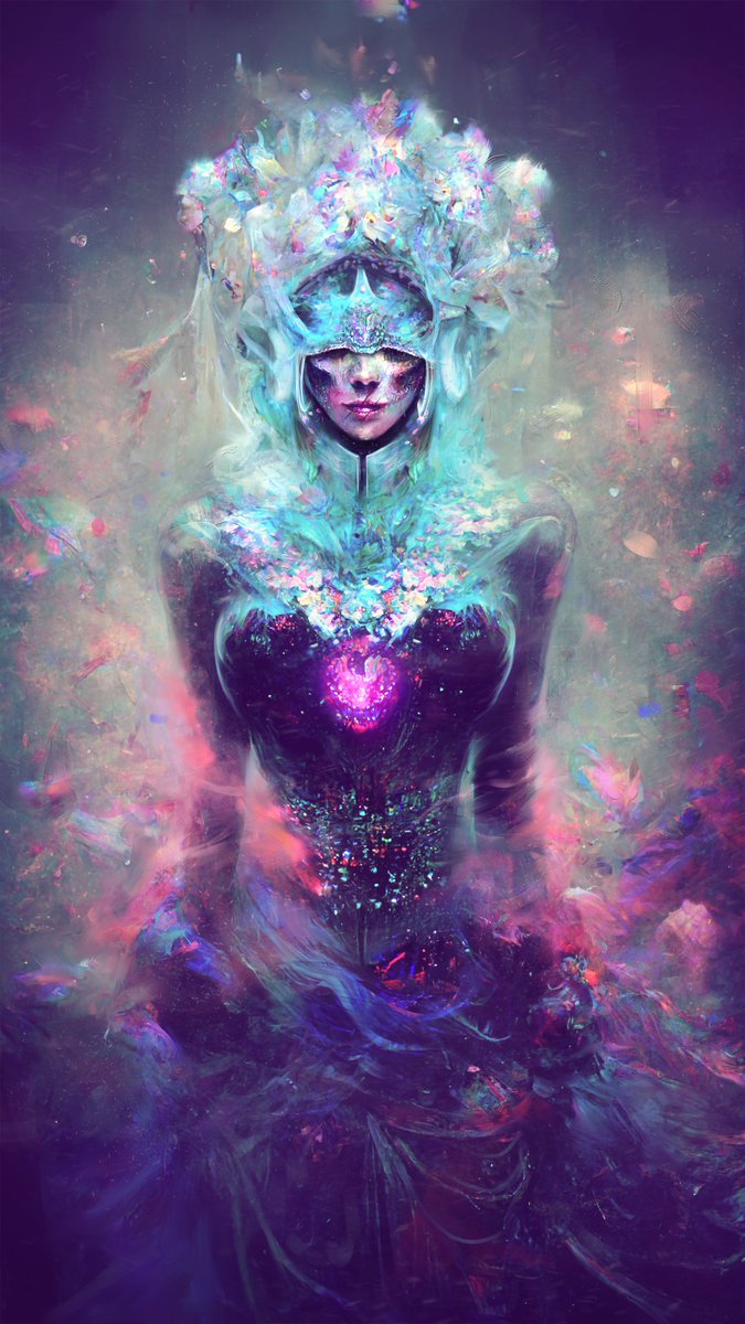 ytopp_art's tweet photo. 'Ice Queen of the Damned' 

New piece I submitted for @clairesilver's AI challenge. Made from a combination of #midjourney and lots of painting in Photoshop. Absolutely loved this process. Definitely exploring it more 🥰❤️

#NFTCommunity #NFTs #NFTartist https://t.co/tVgkw4B58y