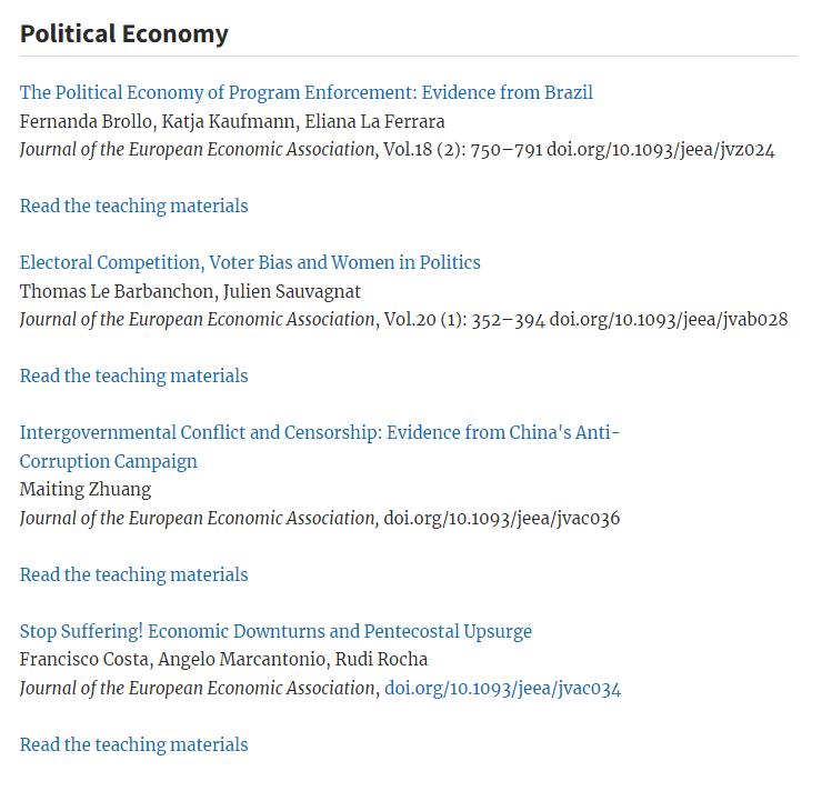 ImranRasul3's tweet photo. New virtual issue of @JEEA_News published. Curated by former editor Paola Giuliano. Papers on social norms, political economy and economic history. All papers with teaching materials, and free access to all featured papers. Ideal for courses for the fall!
https://t.co/3S7vS09cC4 https://t.co/rr1EaNNOSh