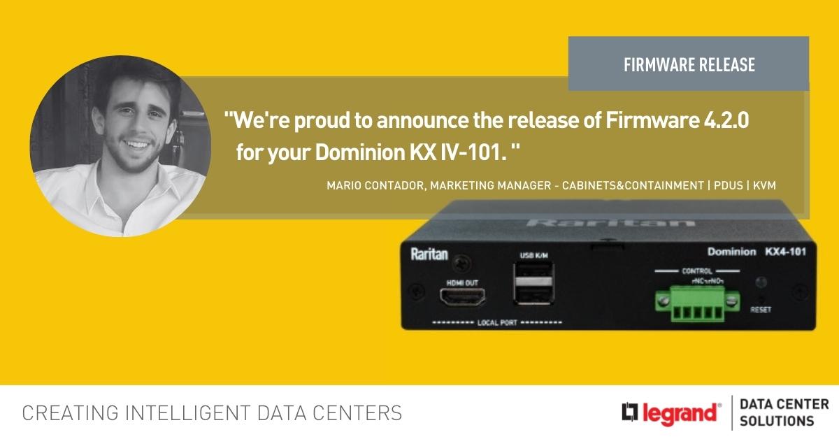 DataLegrand's tweet photo. We're proud to announce the release of Firmware 4.2.0 for your Dominion KX IV-101. Release 4.2.0 is an enhancement release with security improvements, fixes and documentation updates. Users must be running Release 4.1 to upgrade to 4.2.0.

Learn more here https://t.co/zfvYPAObUo https://t.co/UtDkKYtpht