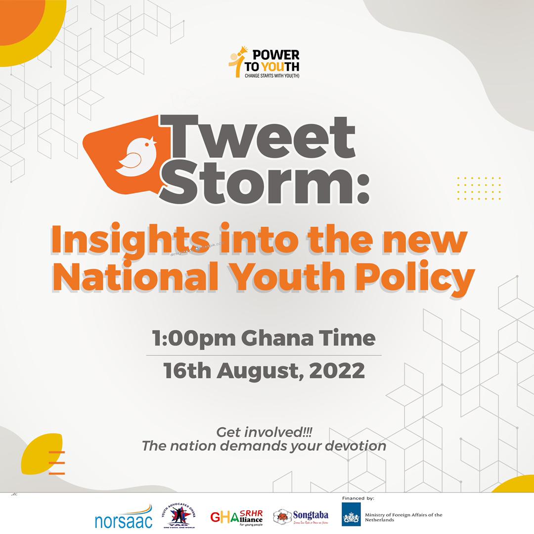 Ghana POV: Join our colleagues on an enticing Twitter Storm at: twitter.com/yagghana to learn more about the New National Youth Policy in Ghana

#power2youth #internationalyouth #IYD2022 #youthpolicy #foryouth
