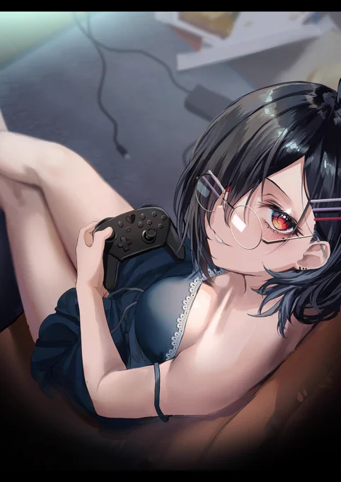 大学の出席がやばいのに、深夜に女の子がやって来て、食べて、ゲームして、飲んで、一緒に堕落する絵を描いてます 