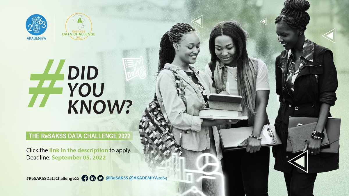ReSAKSS's tweet photo. #DYK that the #ReSAKSS Data Challenge is an initiative that encourages young Africans to use the data from the @ReSAKSS platform to create innovative projects bringing solutions to the problems facing the African continent?

To apply visit 👉https://t.co/ajfubW5Nyj https://t.co/Hg9moh3IXh