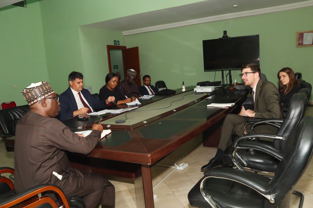 DrSalisuDahiru's tweet photo. Yesterday , I warmly received in audience  @SeanMelbourne2 Head of Climate Change &amp; Energy West Africa &amp; his colleagues in my office to discuss implementation of Nigeria 🇳🇬 #ClimateChangeAct and how 🇬🇧 #UKPACT programmes can be of support. #ClimateCollaboration #ClimateFinance https://t.co/Fp9Q6BGZLQ