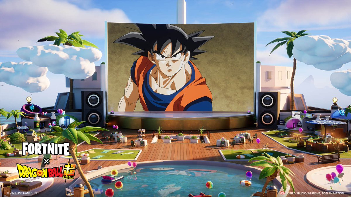FortniteBR's tweet photo. From now until the end of Season 3, players can watch select Dragon Ball Super episodes in Creative. #Fortnite https://t.co/rsOk1SMleZ