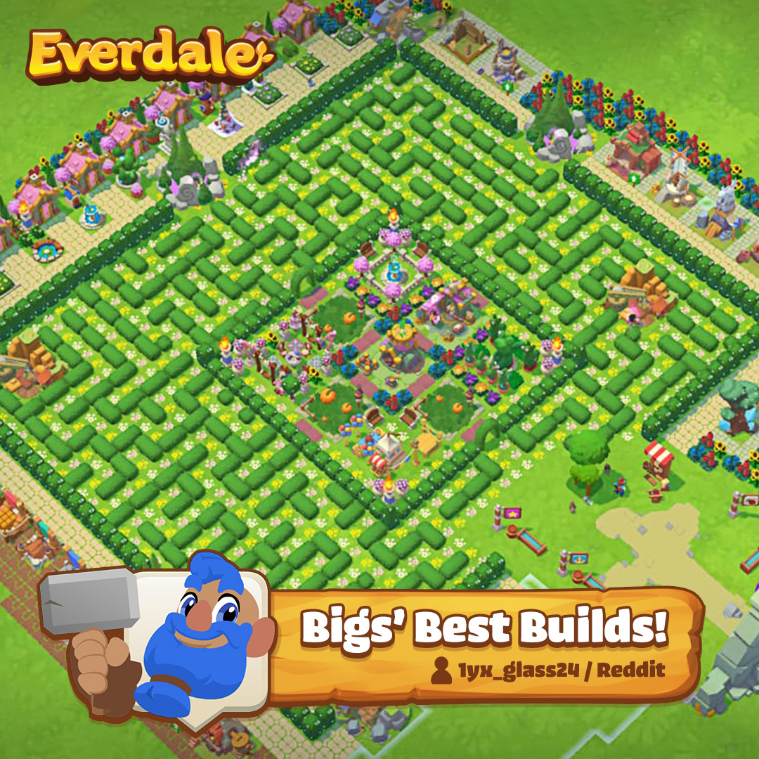 Everdale's tweet photo. WOW. Bigs is in shock u/1yx_glass24! This is aMAZEing! Can you villagers work your way out of the maze? 🌳🤪” - Bigs the Builder 🔨 #BigsBestBuilds #Everdale https://t.co/MqErotT7hO
