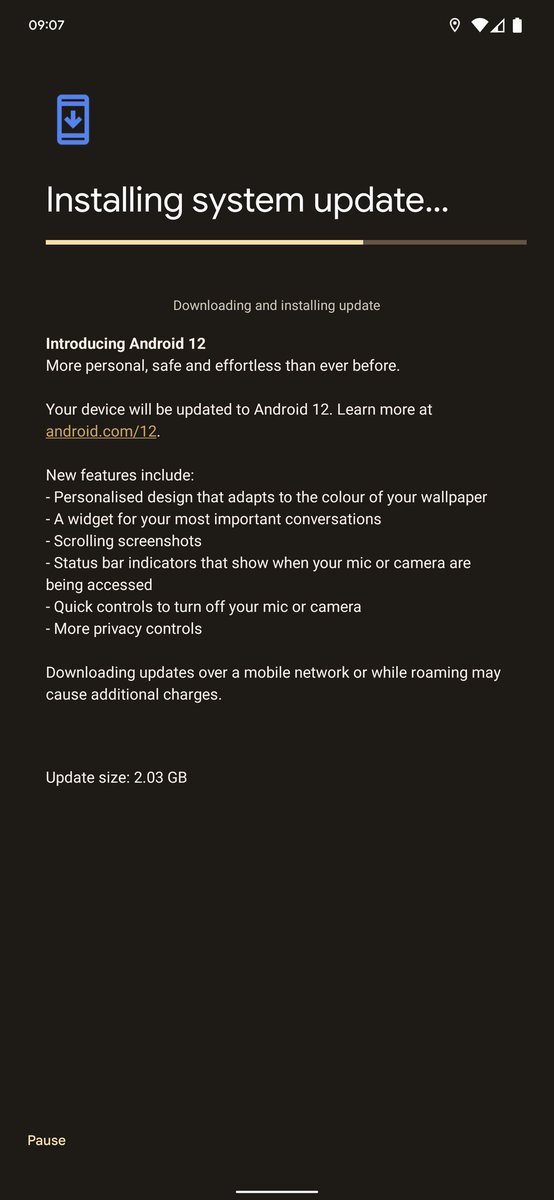 G12APJ's tweet photo. @dalgibbard @amitpoonia404 @AngshumanHazar5 @madebygoogle @Android Same here, told me Android 13 was available, but now it says it's installing Android 12: https://t.co/tTTBcQVTks